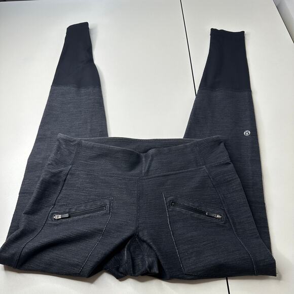 Lululemon Gray Patchwork Leggings Zip Pocket Yoga Pants 8 - Picture 4 of 9